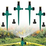 4 Stück Rasensprenger,360° Sprenger Garten,3/4 Zoll Drehbarer Gartensprenger,Rasenbewässerung Oberirdisch,Automatischer Wassersprinkler für Gärten,Rasenbewässerung und landwirtschaftliche Flächen