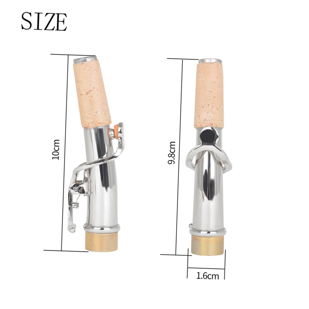 Lot de 2 Cols de Rechange pour Saxophone Soprano Argenté Cuivre