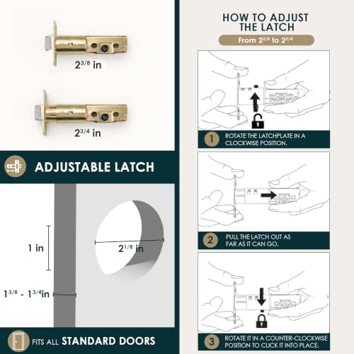 Image of Mega Handles - Prime Deadbolt I Entry Deadbolt Lock - Heavy Duty Square Locking Deadbolt for Left or Right-Handed Doors - Interior /Exterior - Satin Brass
