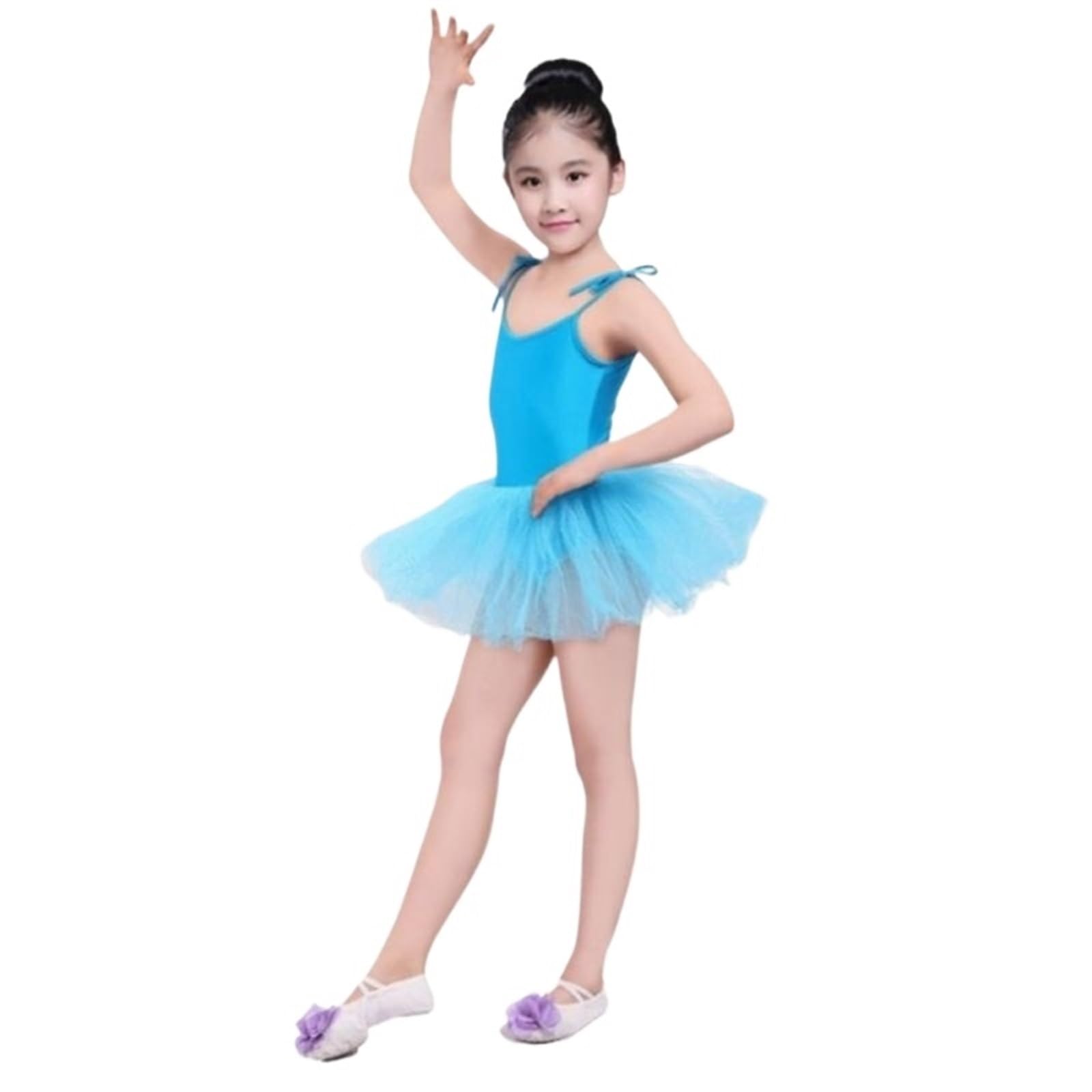 Tutu Ballerina Children's Dance Sling Ballet Skirt Dance Costumes Exercise Clothes Fluffy Skirt Small Princess Fluffy Skirt Short Sleeve(Rose Red,XXL)