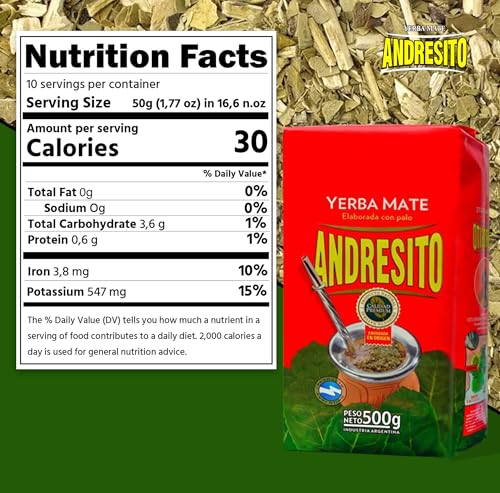 ANDRESITO Yerba Mate Loose Leaf with Stems | Traditional Argentina Mate Tea | Bestseller for Health Conscious Consumers