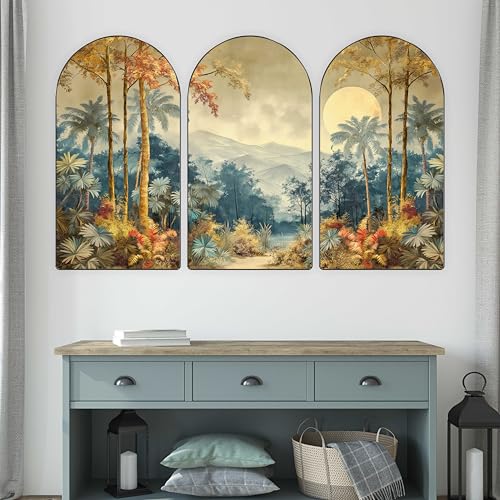Image of Livin'luxe Set of 3 Nature Scene with Palm Trees Wall Painting for Living Room, Bedroom, Hotels - Big Size Stylish Frame 50 inch x 30 inch Wall Art for Home Decoration RPNL-24