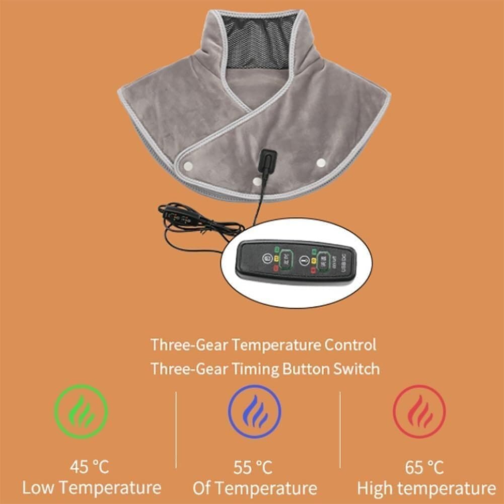 Almohadilla térmica para Cuello y Hombros con 3 ajustes de Temperatura y Masaje, Temporizador de Apagado automático, Calentamiento rápido en 60 Segundos, Regalo de cumpleaños y Navidad para Mujeres,
