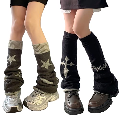 Image of XEPST 2 Pair of Lolita Leg Warmers - Harajuku Kawaii Leg Cover Socks - Gothic Winter Ankle Socks for Women Girls