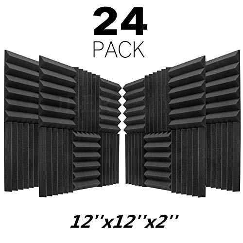 JBER 24 Pack Charcoal Acoustic Panels 2" X 12" X 12" Studio Foam