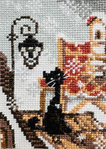 Image of RIOLIS City and Cats 610, Cat Lovers Cross Stitch Kit 5,12 inch x 5,12 inch, Cross Stitch Kits for Beginners & Advanced, Crossstitching Kits Adult, Counted Stitching Kits, Cat Embroidery Kit