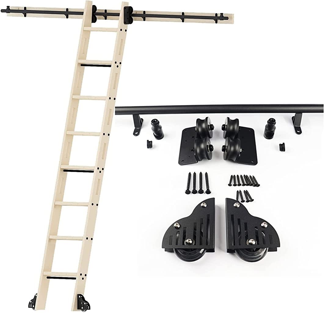Kit rail rond pour échelle coulissante MObyat de 3,3 à 20 pieds pour bibliothèque et mezzanine
