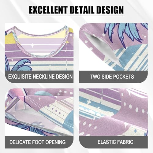 senya Short Sleeve Pajamas Sets Summer Cotton Sleepwear Pink Plam Tree with Jump Dolphin4