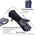 WZQH 40 CM, Leder Grillhandschuhe, Feuerfester Hitzebeständige Mitts für Schweißen, Feuerwehr, Kamin, Ofen, Backen, Herd, Topfhalter, Tierbehandlung. Grau-schwarzer Großer Feuerfest Handschuh