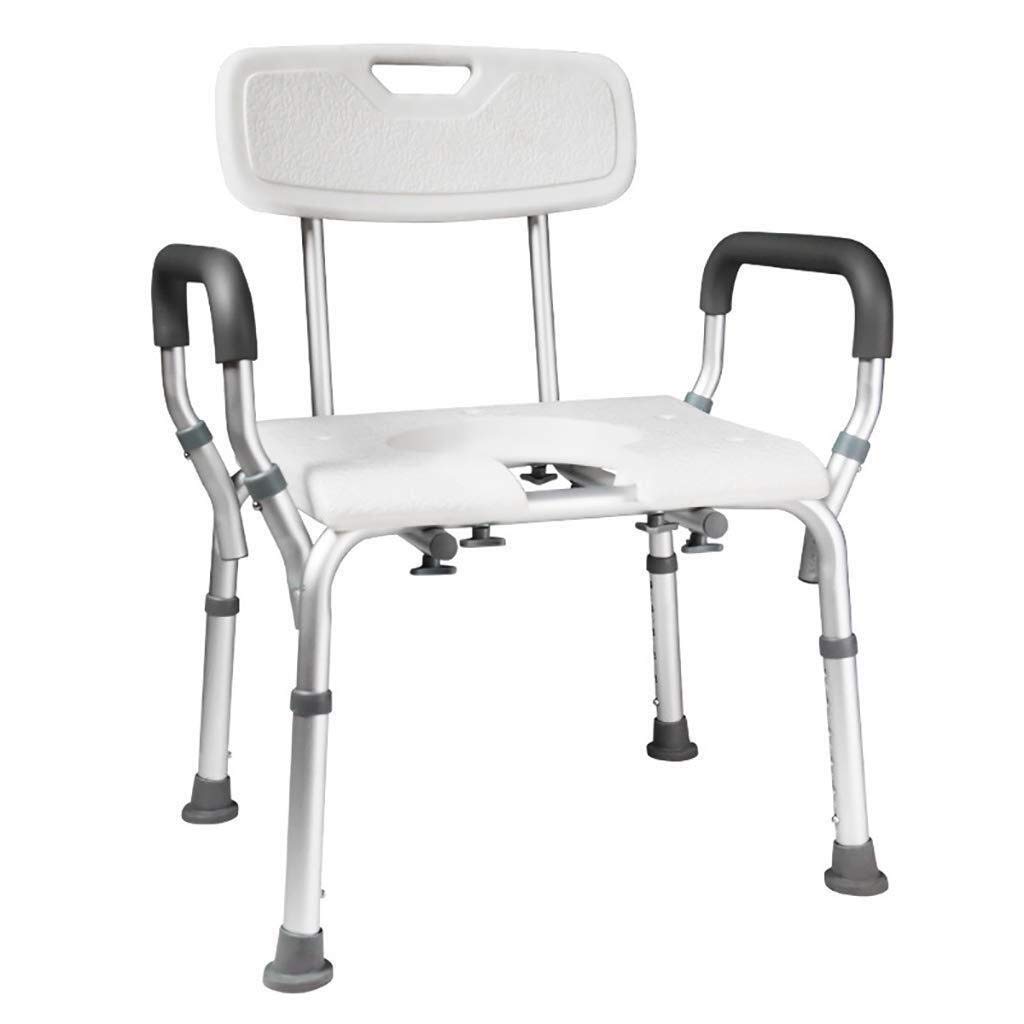 Sgabello da Doccia, Sedile da Doccia, Sedia Comoda da Comodino, Sedia da Doccia Regolabile in Altezza con Braccioli/Schienale per Anziani, Adulti, Donne Incinte