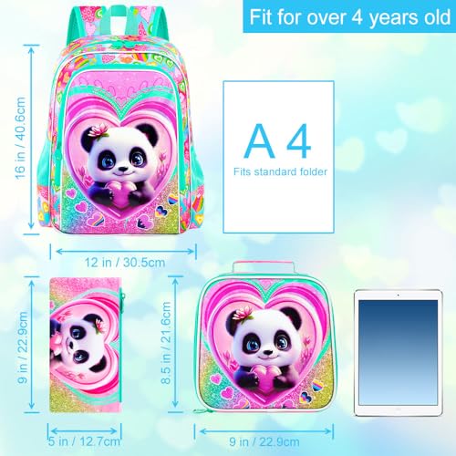 Image of 16 inch Backpack for Girls Boys 4-8, 3Pcs Kids Bookbag Set with Lunch Box, School Bag for Preschool Kindergarten