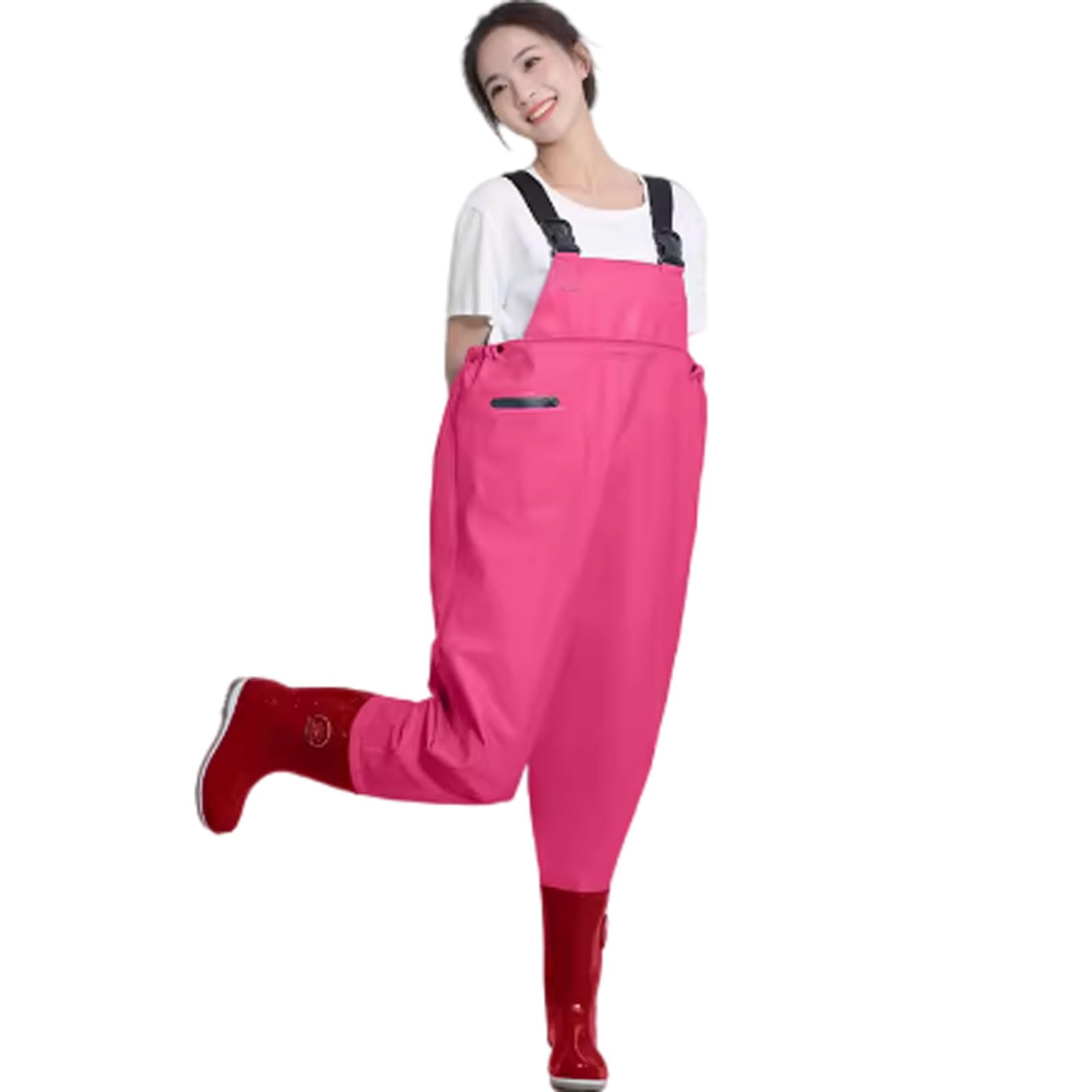 Trampolieri Impermeabili,Waders Pesca,Waders pesca petto,Trampolieri da Pesca,Salopette da Pesca,Waders Impermeabile,Waders salopette,Con Stivali,Tracolla Regolabile,Per Lavori Acquatici