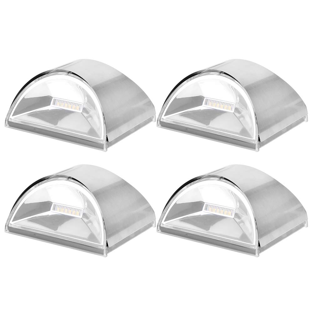 Set di Lampade da Parete in Acciaio Inossidabile da 4 Pezzi, Luce a Energia Solare a LED Luminosa per Illuminazione da Giardino Esterna