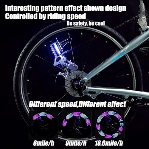 Image of Bicycle Spoke Lights, Waterproof LED Bike Wheel Lights with 30 RGB Patterns, Motion Sensor Tire Lights for Kids & Adults, Safety Cycling Wheel Light for MTB, Road Bike & Night Riding (1)