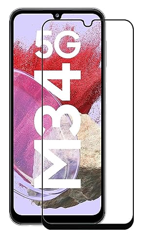 Image of Tempered Glass Screen Protector Compatible for Samsung Galaxy M34 5G, F34 5G with Edge to Edge Coverage and Easy Installation Kit, Pack of 1, Black