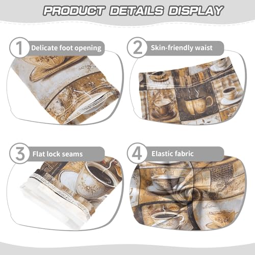 Coffee Picture Patchwork Girls Casual Leggings for Kids Printed Long Pant Bottoms Stretch and Soft3