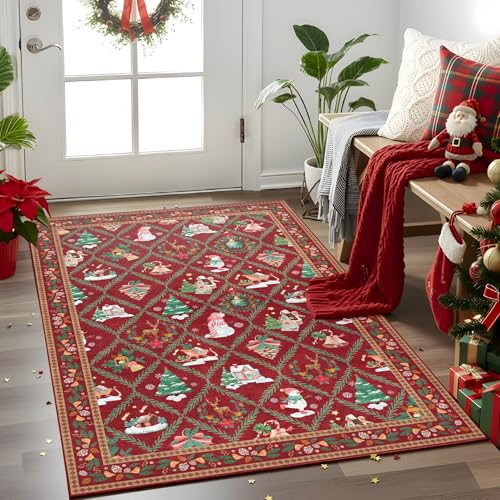 Christmas Rug for Entryway Living Room Area...