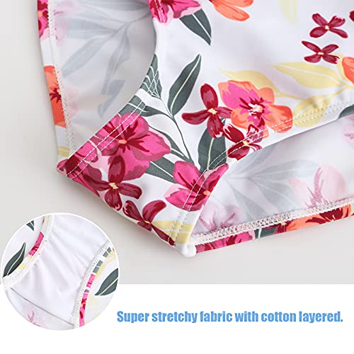 Image of Moon Tree Girls One Piece Swimsuits, Adjustable Double Straps Bathing Suits for Kids Girls Hawaiian Swimwear 3-16 Years