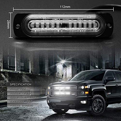 Led Warning Strobe Light 12 LEDs Emergency Led Warning Lights Surface Flush Mount Light LED Warning Light Bar Side Marker Safety Flashing Strobe Light Kit for 12V Tow Trucks Vehicle (12 led white)
