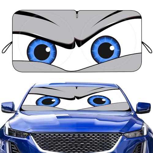 Car Windshield Sun Shade, Funny Eyes Sun Visor, Wear-Resistant Black