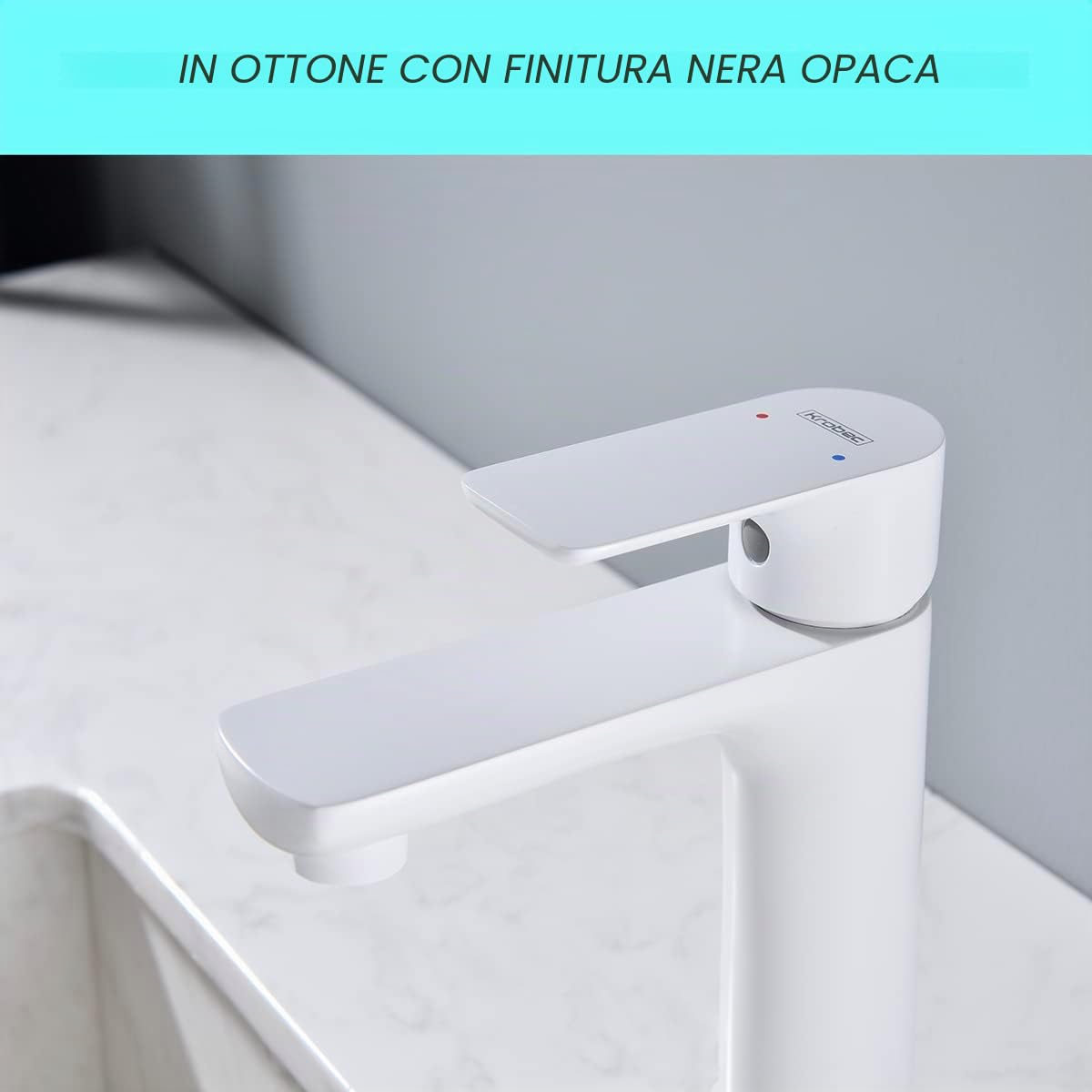 Krobec Rubinetto per Bagno,Rubinetto per Lavabo,Rubinetto Bagno Lavabo, Miscelatore Monocomando per Lavabo,ottone, valvola in ceramica di alta qualità,Attacco UE 3/8″ (Bianco opaco).