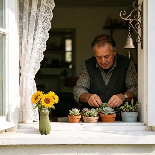 Vase chat en résine idée cadeau originale pour anniversaire et Noël