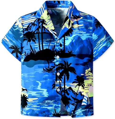 Image of SANGTREE 3 Piece Boy Outfits Short Sleeve Shirt and Shorts Set Beach Vacation Summer Clothes, 3 Months - 9 Years