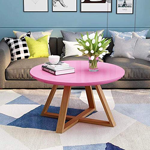 Table à café élégante en bois massif table d'angle durable rose