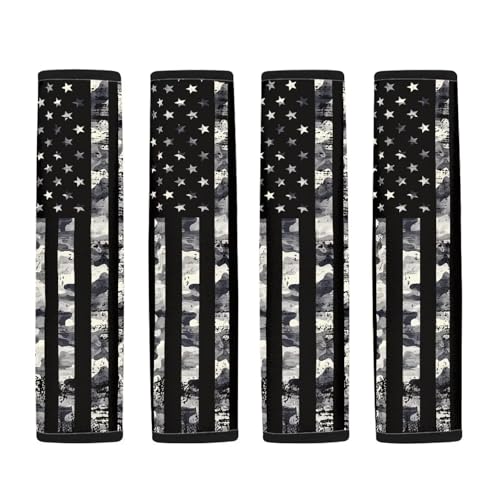 Image of AFPANQZ Grey Flag Print Car Seat Belt Cover Cushion Universal Fit Two-Packs Automotive Seat Belt Pillow for Kids Shoulder Straps Pads Covers Universal Fit for Truck Vans Sedans SUVs