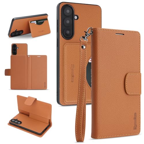 2in1 RFID �X�g���b�v�t�� Galaxy S26 Plus �p �P�[�X �蒠�^ PU���U�[ �J�[�h���[ 5�� �J�����ی� �ϏՌ� �}�O�l�b�g �M�����N�V�[ �J�o�[ (�u���E��)