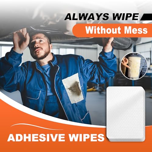 Peel and Stick Multi-Use Cleaning Wipes - Hand Quick Clean, Adhesive Clothing Protectors, Heavy Duty Cleaner Wipes for Painters, Mechanics, Disposable, High Absorbency 6 x 10 in, 10 Count (Pack of 1)