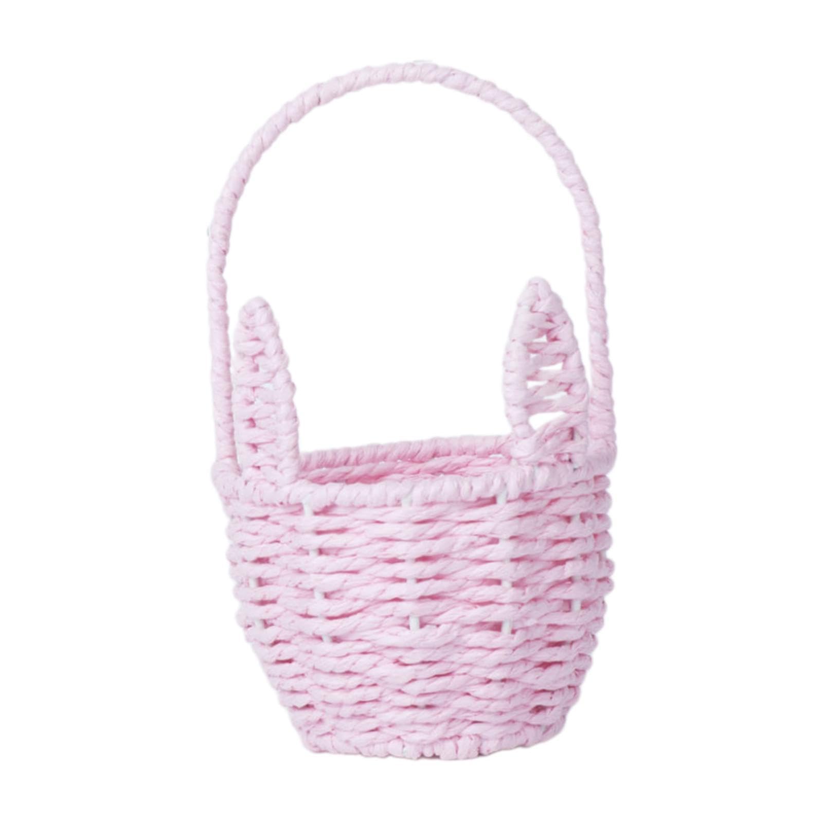Set di 5 cestini pasquali a forma di coniglietto pasquale, decorazione pasquale, cestino per la cucina, la casa, il campeggio, rosa, 21 x 12,5 x 8,5 cm
