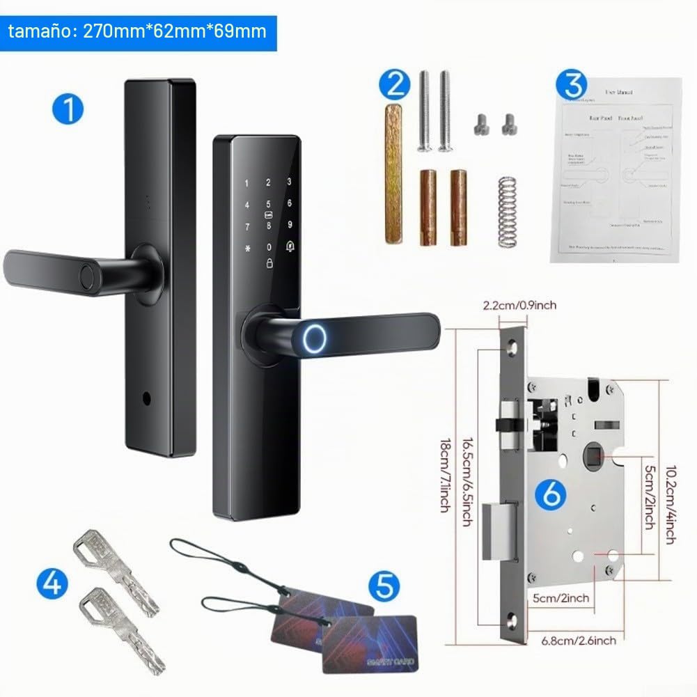 Cerradura inteligente, impermeable, para puerta de exterior, con borde inteligente, código de teclado electrónico, con aplicación y código de acceso, cerradura digital de longitud ajustable para
