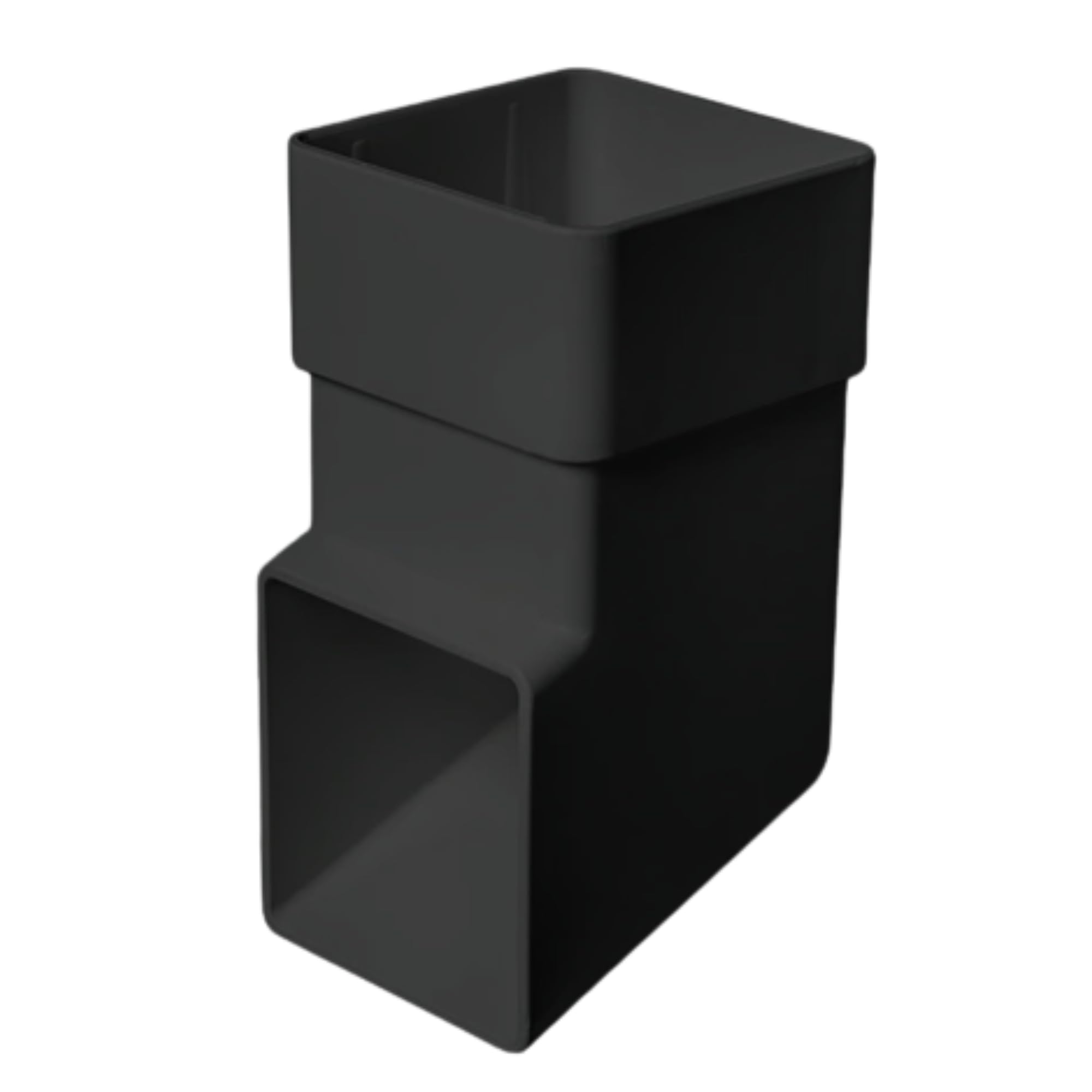 SHMOX 65mm Downpipe Shoe with Modern Square Guttering (Black, Pack of 2)