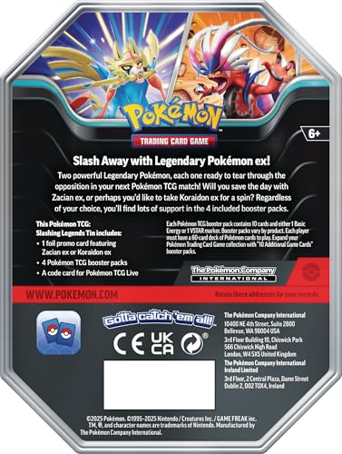 Pokémon TCG: Slashing Legends Tin - Zacian ex (1 Foil Promo Card & 4 Booster Packs), Multicolor, Standard - Image 4