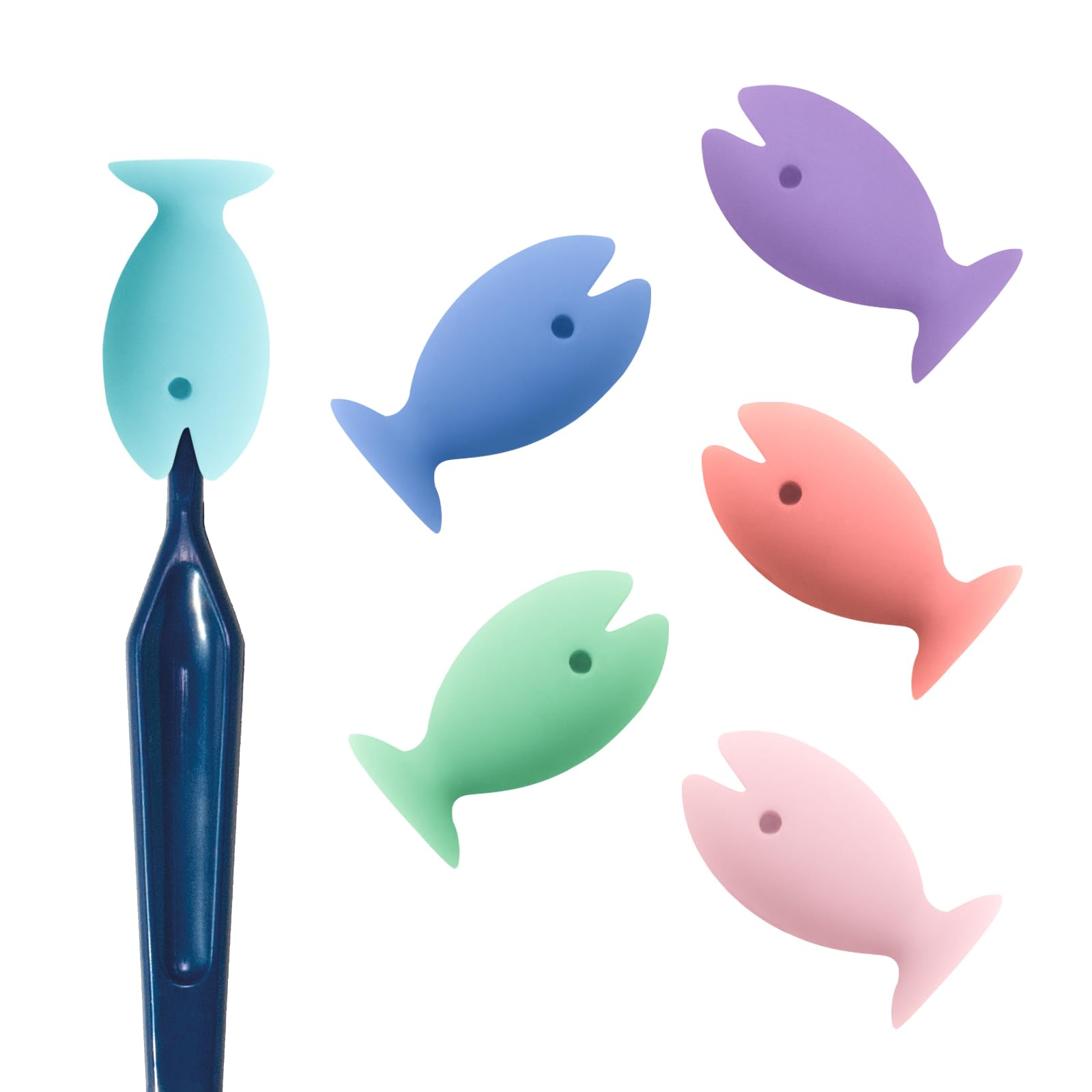 Andiker Toothbrush Head Covers, 6Pcs Cute Fish-Shaped Silicone Travel Toothbrush Head Cover