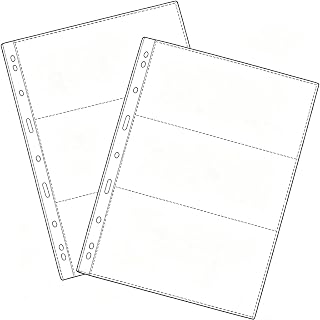 3 Pockets Paper Money Collection Supplies Pages 30 Sheets Money Page Holder | Stamp Holders Currency Collecting Book Album Sleeves for Standard 9-Hole Coin Collector Binder(Double Side)