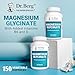 Dr. Berg Magnesium Glycinate 400 mg – Chelated Magnesium Supplement with Vitamin D and B6 for Stress Support, Relaxation, and Good Sleep – 150 Vegetable Capsules High Absorption for Overall Wellness