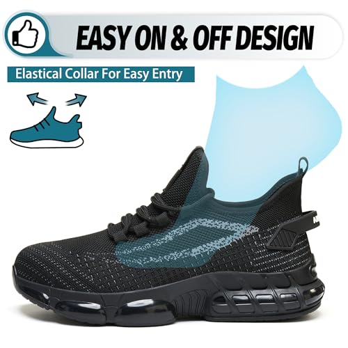 Image of Breathable Steel Toe Sneakers for Women Lightweight Puncture Proof Work Shoes Non Slip Safety Tennis Shoes Comfortable for Construction Industrial Warehouse
