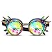 FOCUSSEXY Spiked Goggles Kaleidoscope Steampunk Rave with Crystal Glass Lens