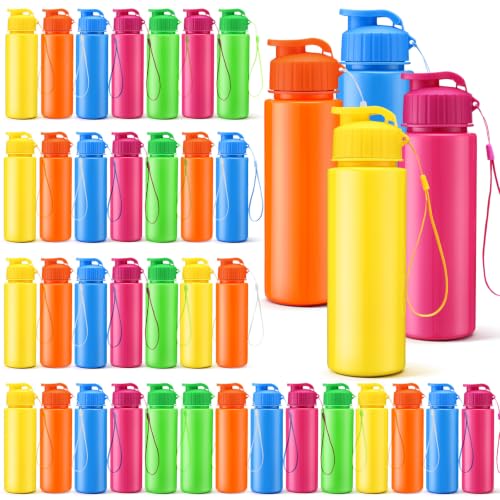 Domensi 50 Pieces Reusable Plastic Water Bottles Bulk, Vivid Colors