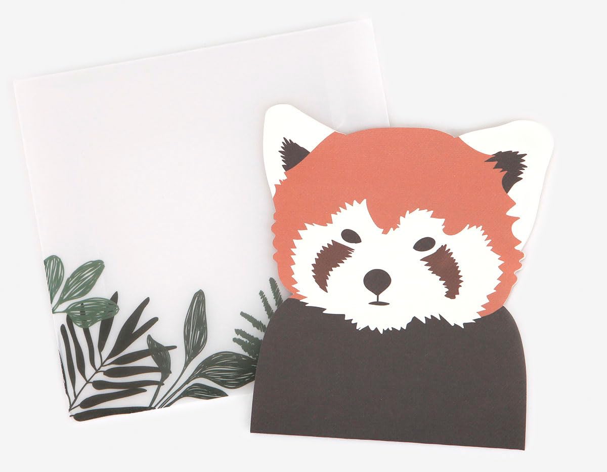 Dailylike Lesser panda animal shaped card, 9.5 x 21.3 cm. Includes semi-transparent envelope, 12 x 11.5 cm.