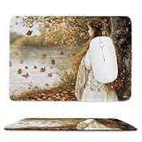 Mouse Pad with Stitched Edge, Comfortable Mouse Mat with Non-Slip Rubber Base, Washable Mousepad Autumn Women with Comfortable Cloth, Desk Pad for Computers Laptop, Gifts for Men 11.42'×9.45' e-700