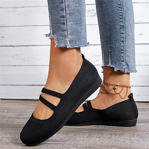 Ballet Flats Shoes for Women Dressy Comfortable Knit Flat Shoes Slip On Business Loafer Shoes Casual Walking Shoes2