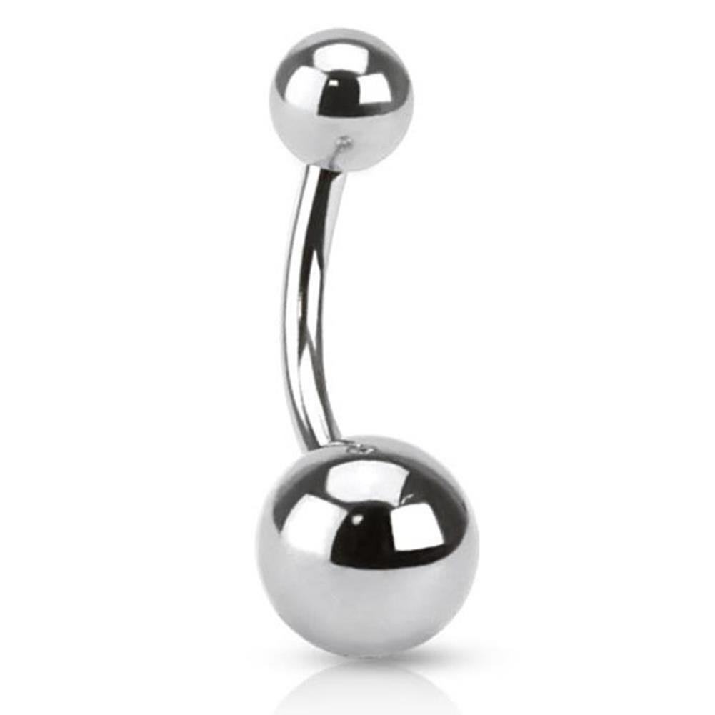 Paula & Fritz Piercing para el ombligo de acero inoxidable quirúrgico 316L, plata, doble bola