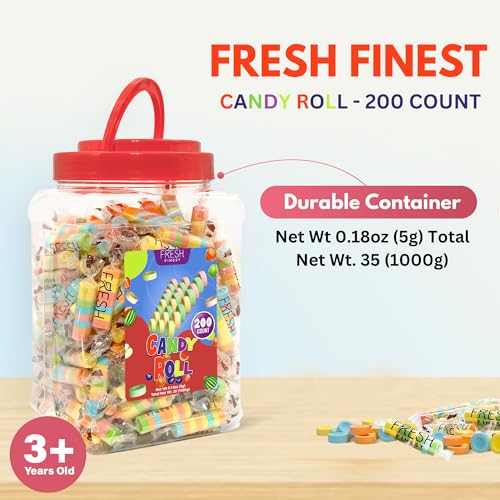 Fresh Finest Candy Rolls - Individually Wrapped Hard Candy Assorted original flavors Best for Classroom Exchange, Office Bowls, and Valentine's Kids Gift - 200 Pack, Bulk - image 2