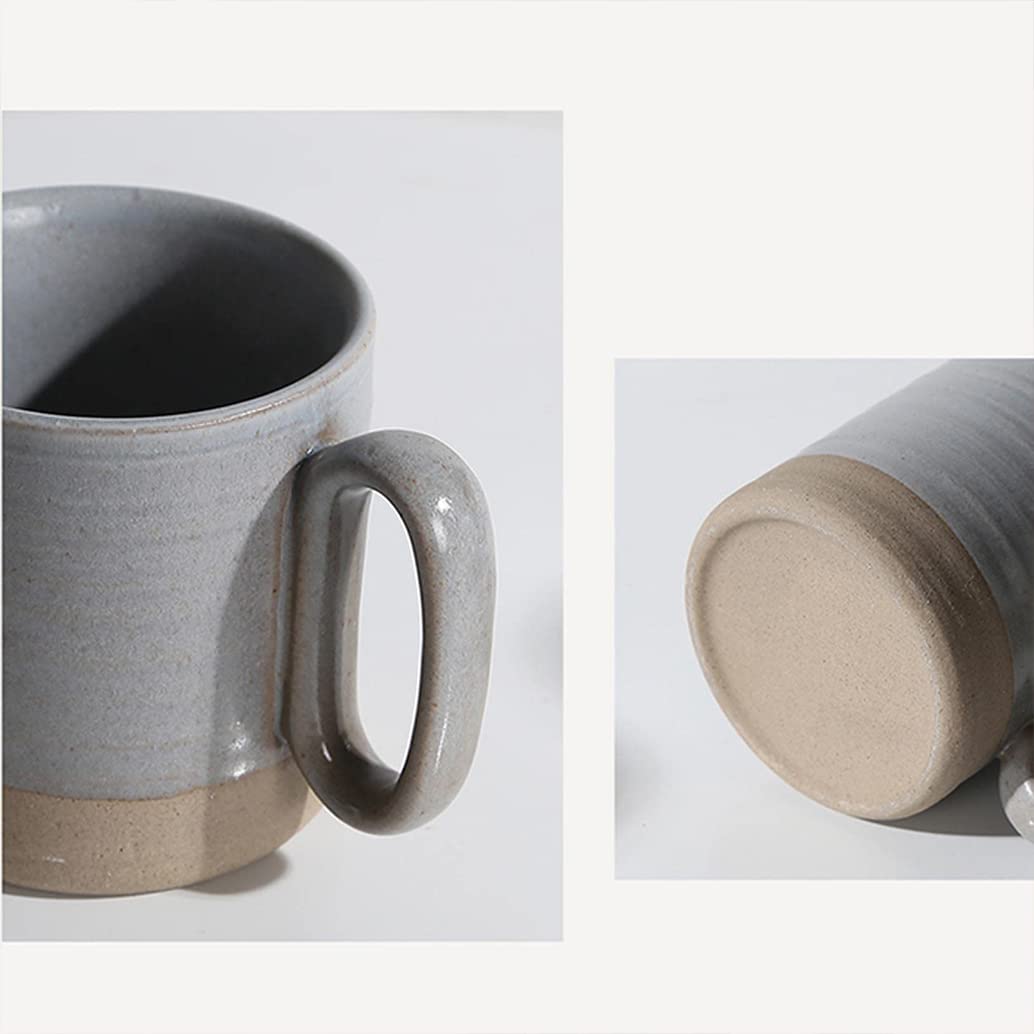 Duże ceramiczne kubki do kawy, ręcznie robiony kubek ceramiczny, japońskie retro kamionkowe kubki do herbaty z uchwytem do biura i domu, można myć w zmywarce i używać w kuchence mikrofalowej, biały 1-400 ml