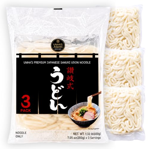 Unha’s Japanese Sanuki Fresh Udon Noodles, Jumbo Chewy Noodles, No Soup Included, Quick and Easy,...