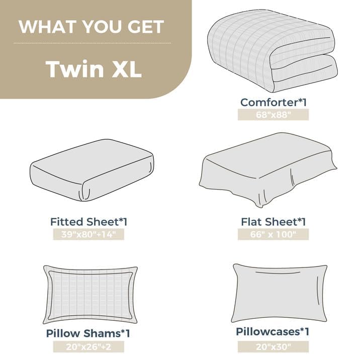 Image of HYMOKEGE Mint Green Twin XL Comforter Set Seersucker 5 Pieces, All Season Luxury Bed in a Bag for Bedroom, Bedding Set with Comforter, Sheets, Pillowcase & Sham