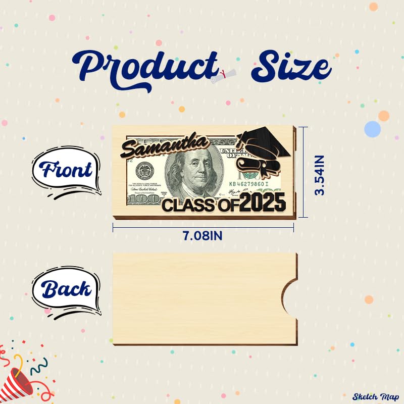 Generic Personalized Graduation Gifts 2024 Custom Graduation Money Holder Class of 2024 Customized Wooden Card Box Cash Holder for High School College Graduate, Style23
